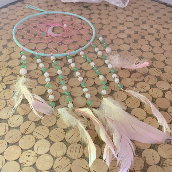 Rose Quartz &Green Aventurine Crystal Dreamcatcher